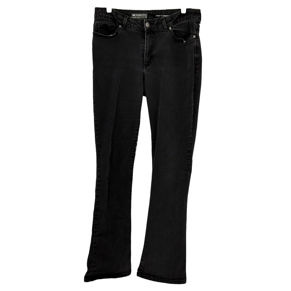 Lee Modern Series Bootcut Jeans Black Curvy Fit Stretch Denim 14 Long
